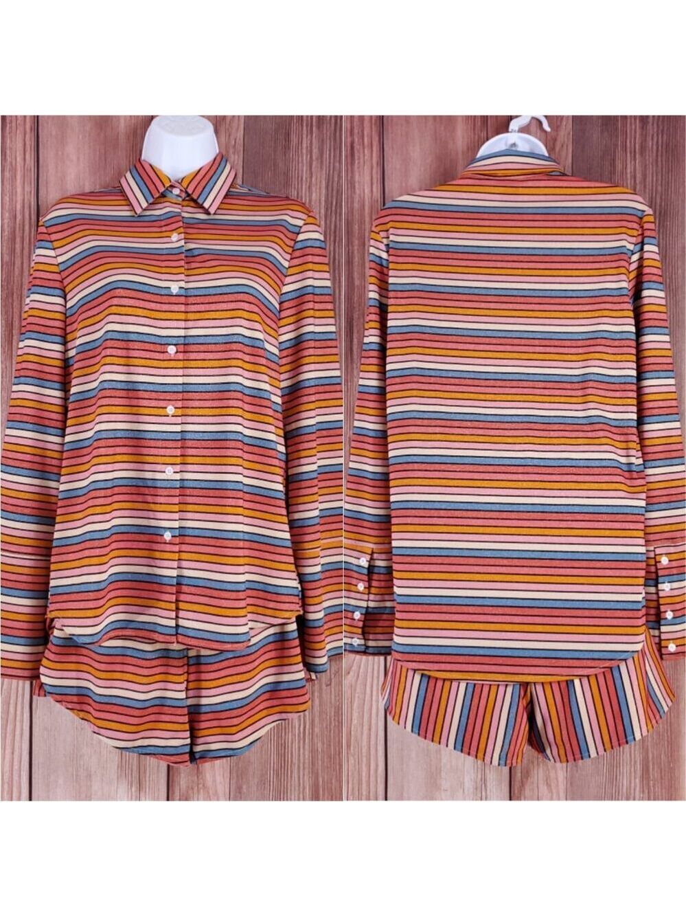 NWT Vetchy Womens Size Small Sunset Stripe Shirt & Shorts 2 Pieces Set